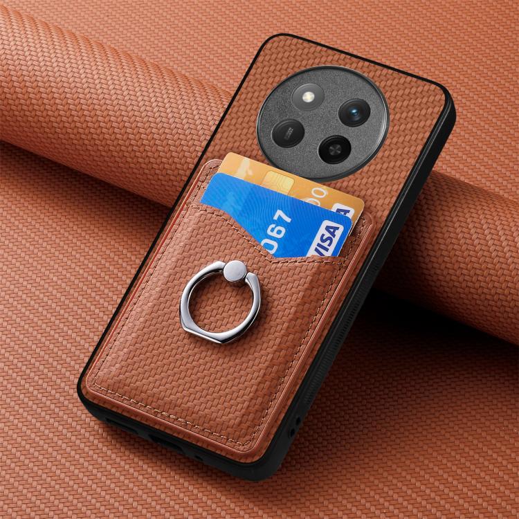 For Honor X60 Pro Carbon Fiber Card Wallet Ring Phone Case