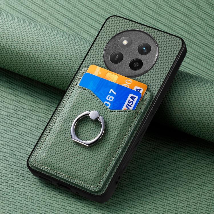 For Honor X60 Pro Carbon Fiber Card Wallet Ring Phone Case