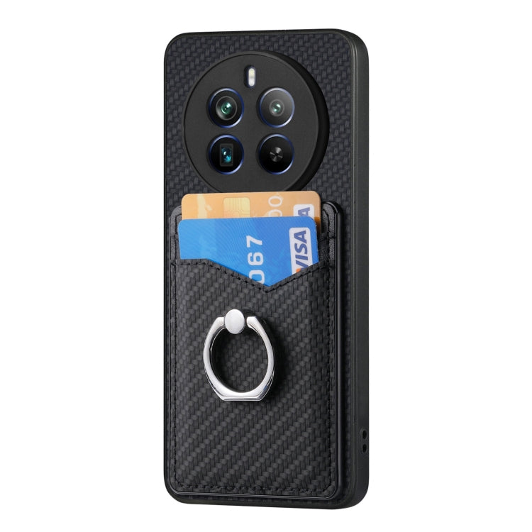 For Realme 12 Pro+ Carbon fiber Card Wallet Ring Phone Case