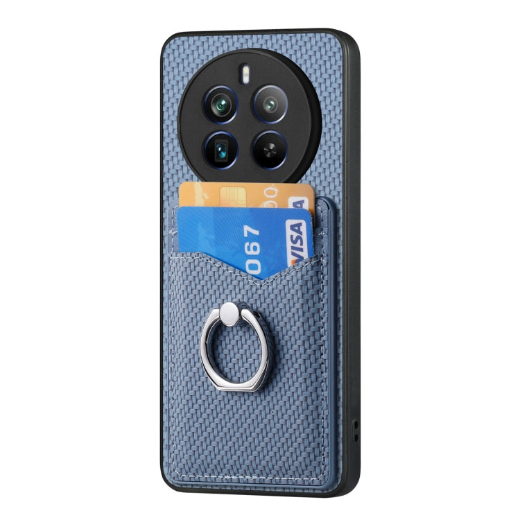 For Realme 12 Pro+ Carbon fiber Card Wallet Ring Phone Case