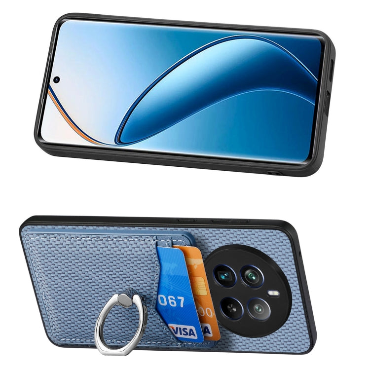 For Realme 12 Pro+ Carbon fiber Card Wallet Ring Phone Case