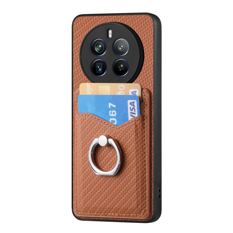 For Realme 12 Pro+ Carbon fiber Card Wallet Ring Phone Case