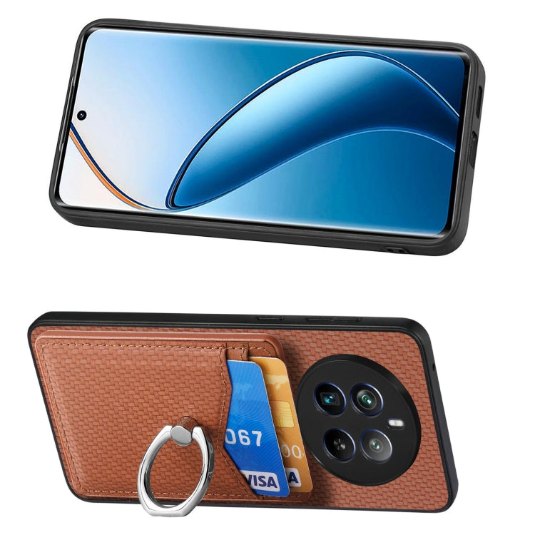 For Realme 12 Pro+ Carbon fiber Card Wallet Ring Phone Case