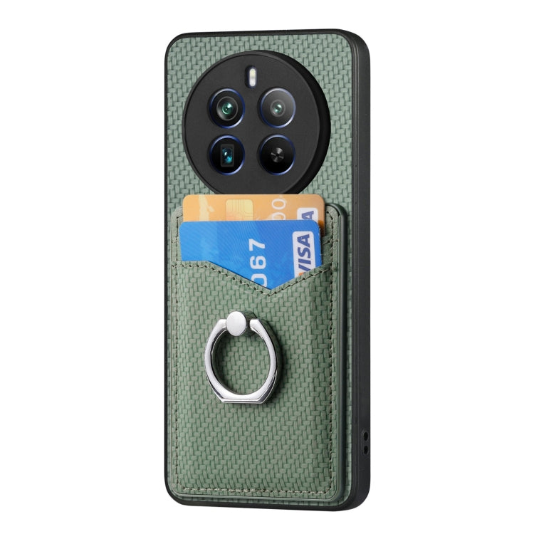 For Realme 12 Pro+ Carbon fiber Card Wallet Ring Phone Case