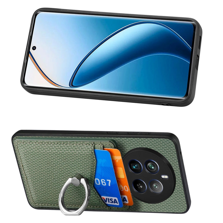 For Realme 12 Pro+ Carbon fiber Card Wallet Ring Phone Case