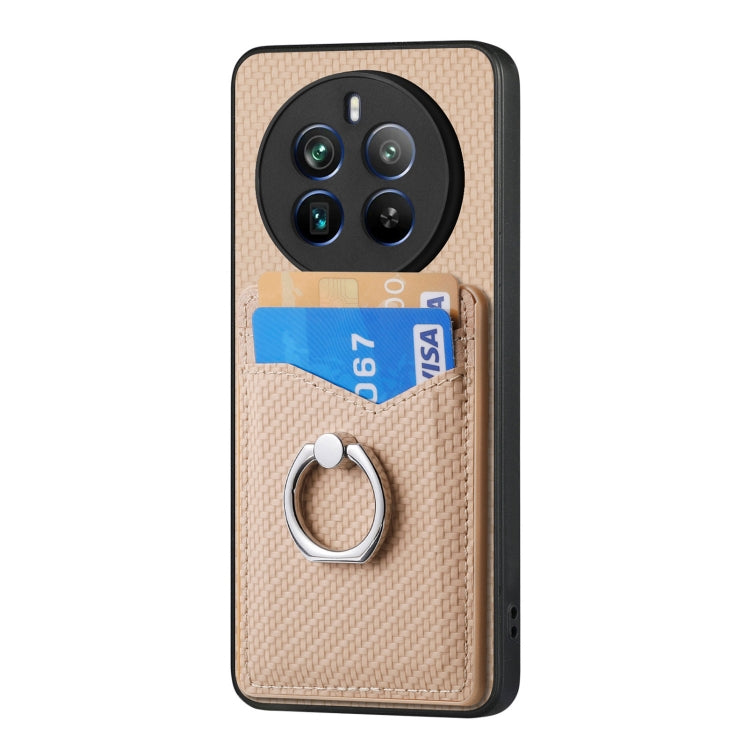 For Realme 12 Pro+ Carbon fiber Card Wallet Ring Phone Case