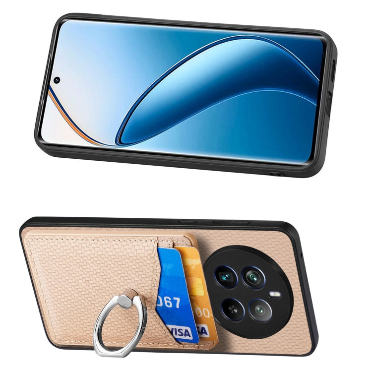 For Realme 12 Pro+ Carbon fiber Card Wallet Ring Phone Case