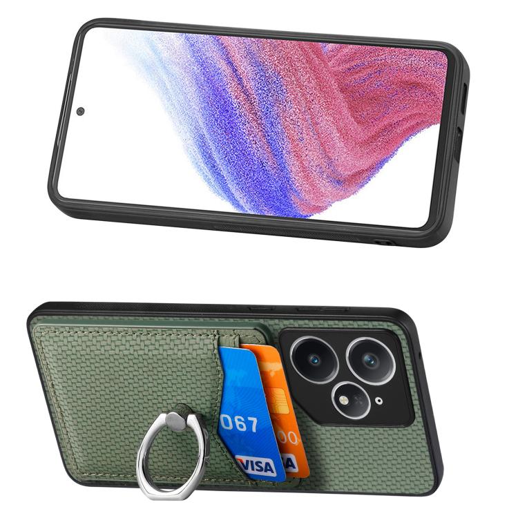 For Realme Neo7 Carbon fiber Card Wallet Ring Phone Case