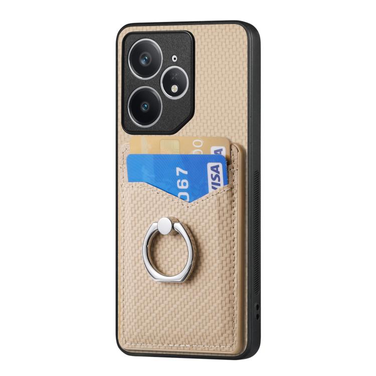 For Realme Neo7 Carbon fiber Card Wallet Ring Phone Case