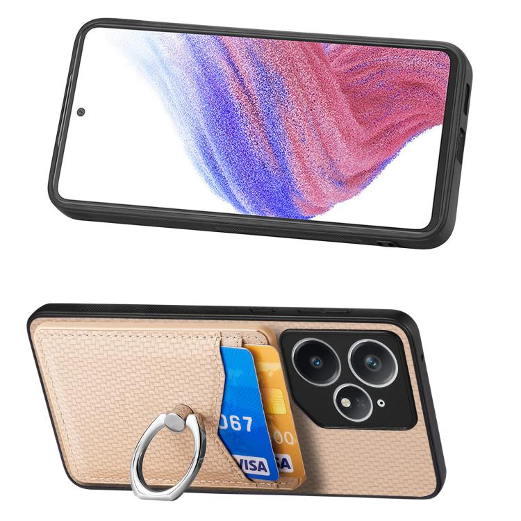 For Realme Neo7 Carbon fiber Card Wallet Ring Phone Case
