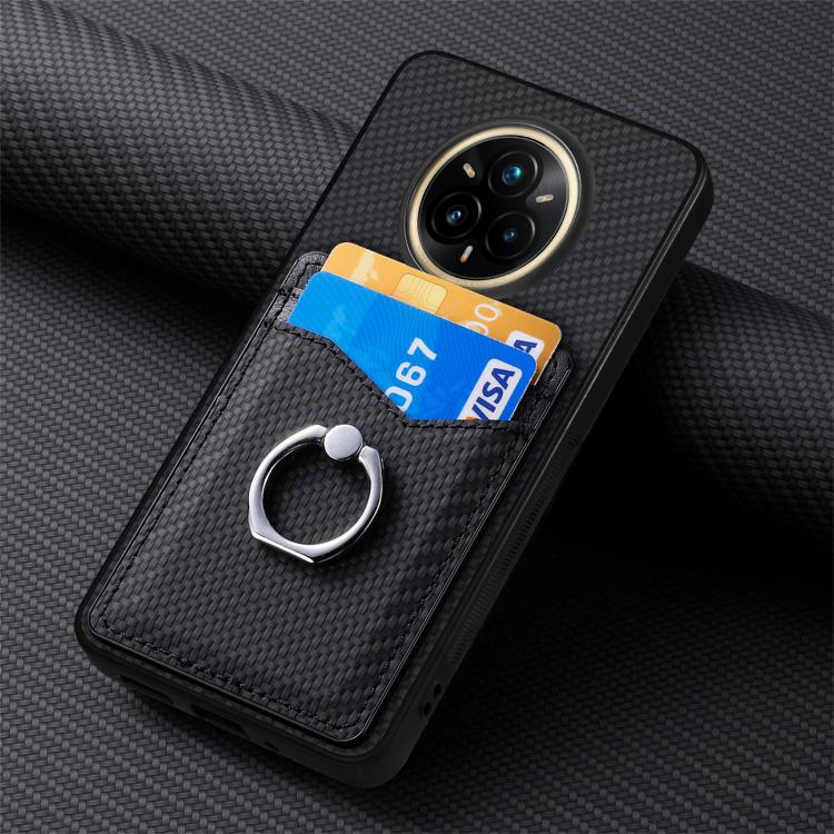 For Realme 14 Pro+ Carbon fiber Card Wallet Ring Phone Case