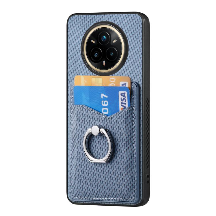 For Realme 14 Pro+ Carbon fiber Card Wallet Ring Phone Case