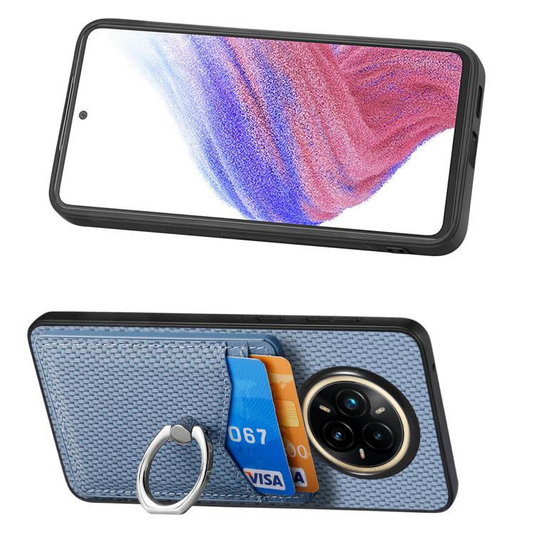 For Realme 14 Pro+ Carbon fiber Card Wallet Ring Phone Case