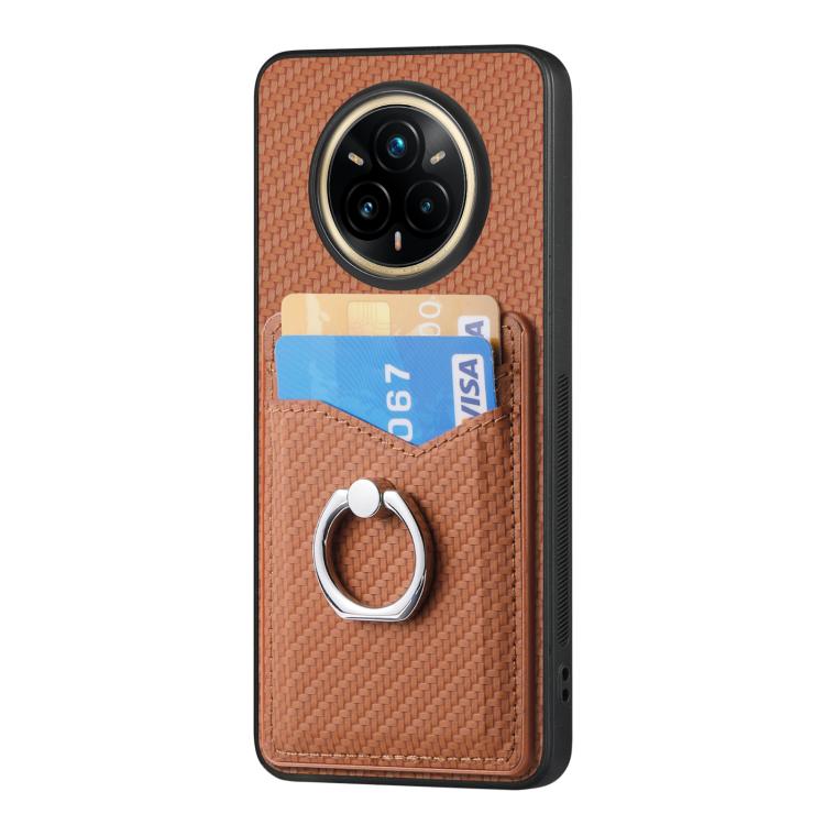 For Realme 14 Pro+ Carbon fiber Card Wallet Ring Phone Case
