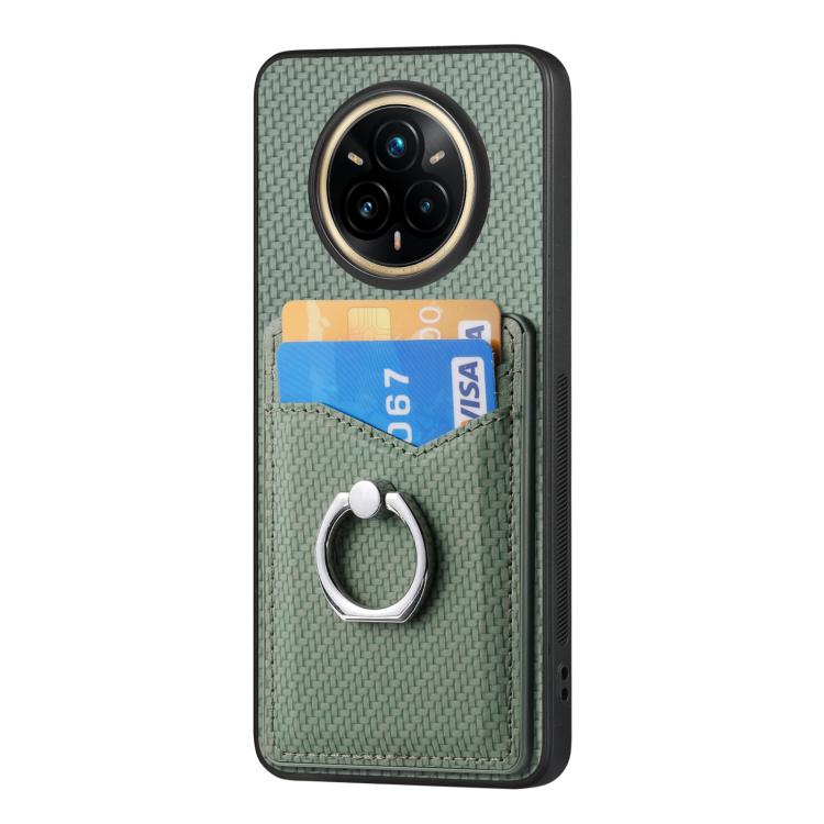 For Realme 14 Pro+ Carbon fiber Card Wallet Ring Phone Case
