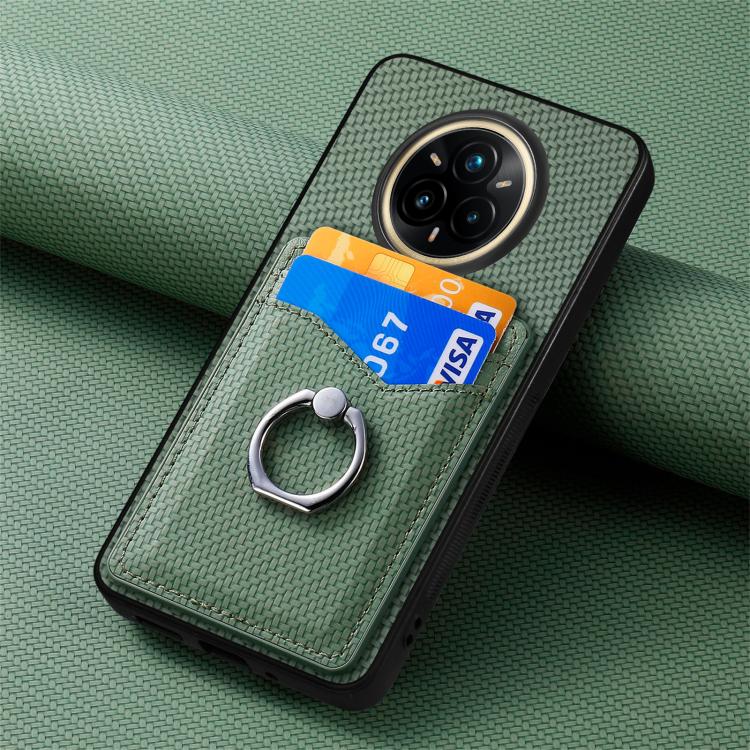 For Realme 14 Pro+ Carbon fiber Card Wallet Ring Phone Case