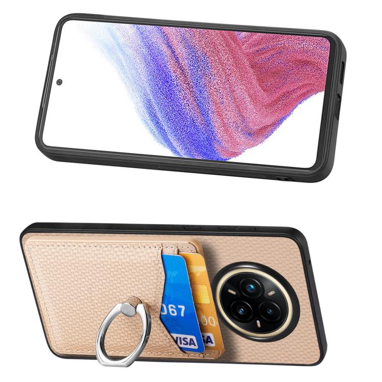 For Realme 14 Pro+ Carbon fiber Card Wallet Ring Phone Case