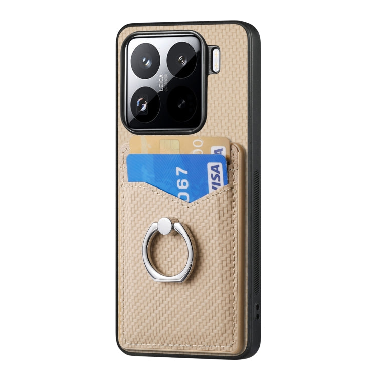 For Xiaomi 15 Carbon Fiber Card Wallet Ring Phone Case
