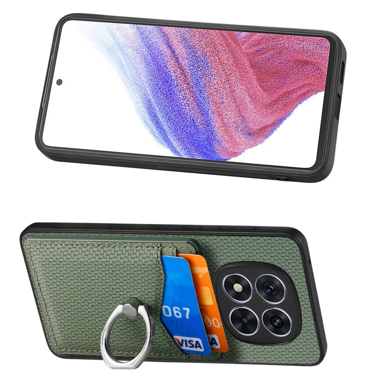 For Redmi Note 14 5G Carbon Fiber Card Wallet Ring Phone Case