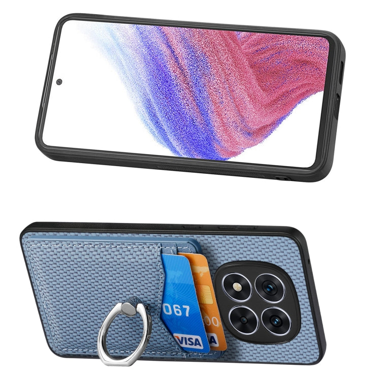 For Redmi Note 14 Pro 5G Carbon Fiber Card Wallet Ring Phone Case