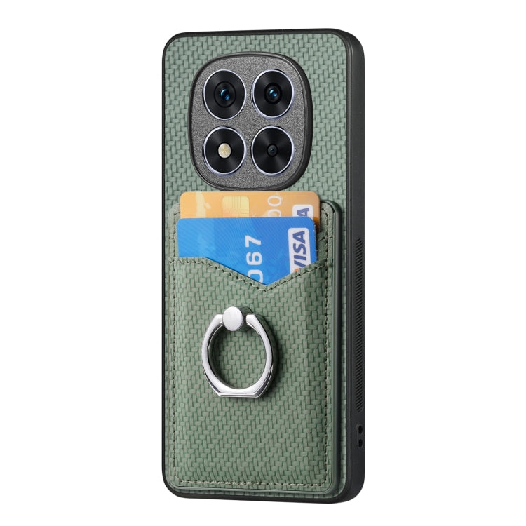 For Redmi Note 14 Pro 5G Carbon Fiber Card Wallet Ring Phone Case