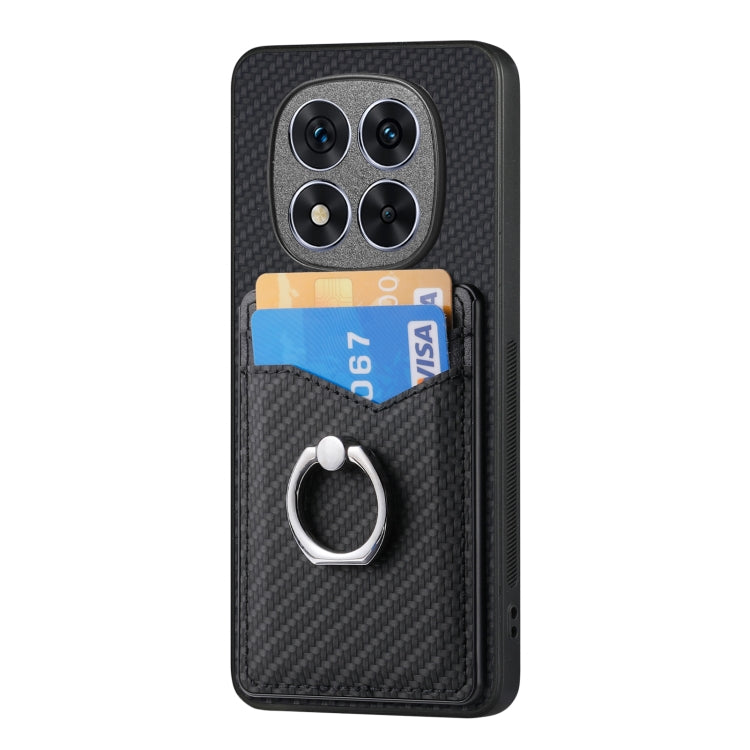 For Redmi Note 14 Pro+ 5G Carbon Fiber Card Wallet Ring Phone Case