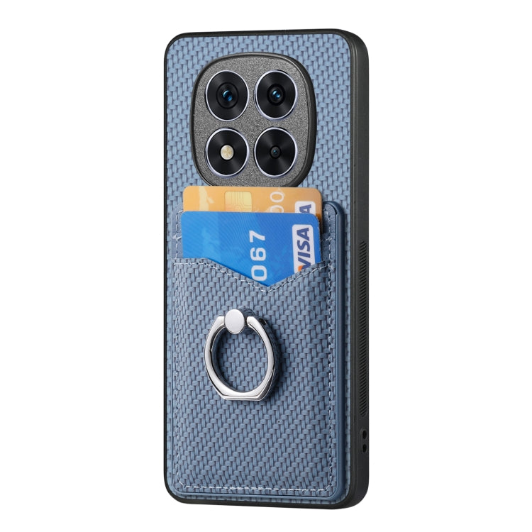 For Redmi Note 14 Pro+ 5G Carbon Fiber Card Wallet Ring Phone Case
