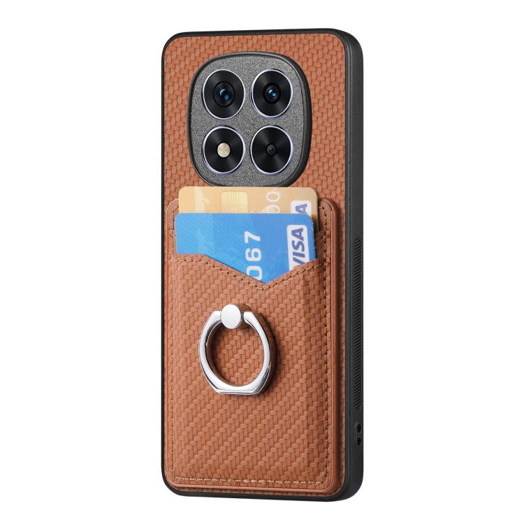 For Redmi Note 14 Pro+ 5G Carbon Fiber Card Wallet Ring Phone Case