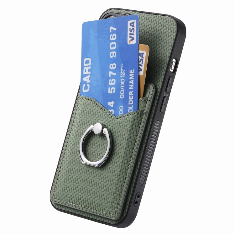 For Redmi Note 14 Pro+ 5G Carbon Fiber Card Wallet Ring Phone Case