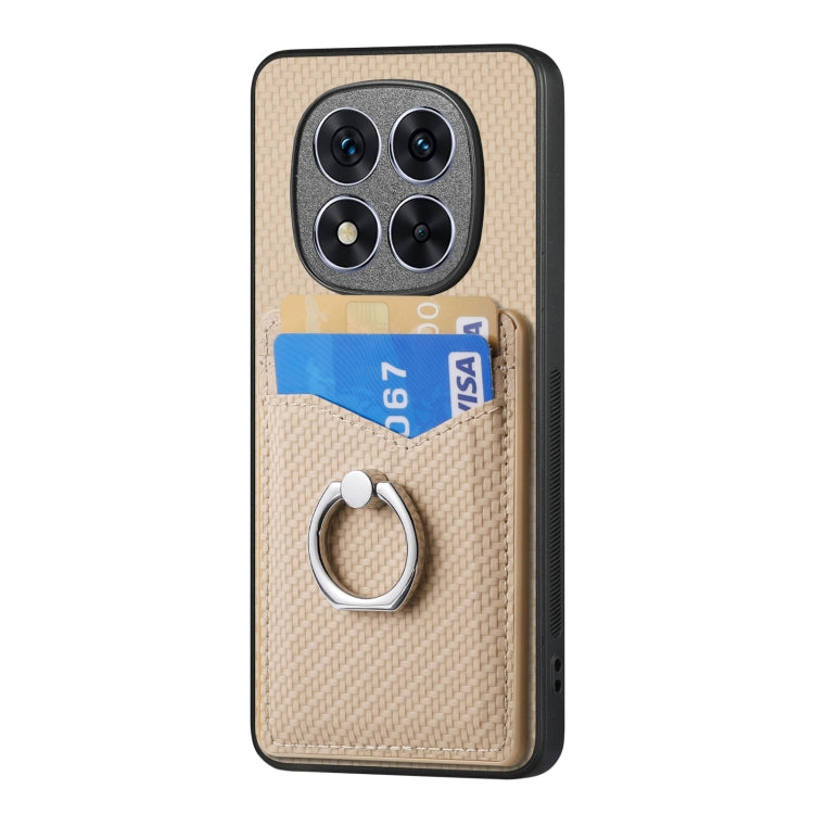 For Redmi Note 14 Pro+ 5G Carbon Fiber Card Wallet Ring Phone Case