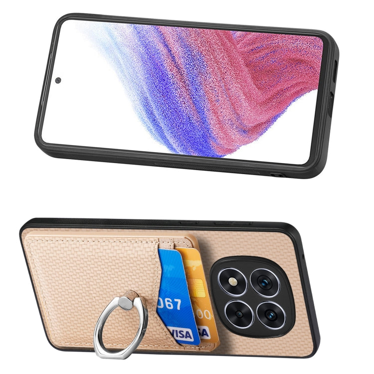 For Redmi Note 14 Pro+ 5G Carbon Fiber Card Wallet Ring Phone Case