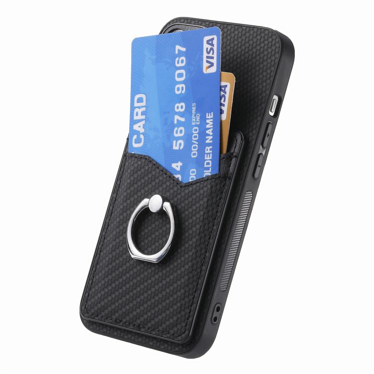For Xiaomi Poco X7 Pro Carbon Fiber Card Wallet Ring Phone Case