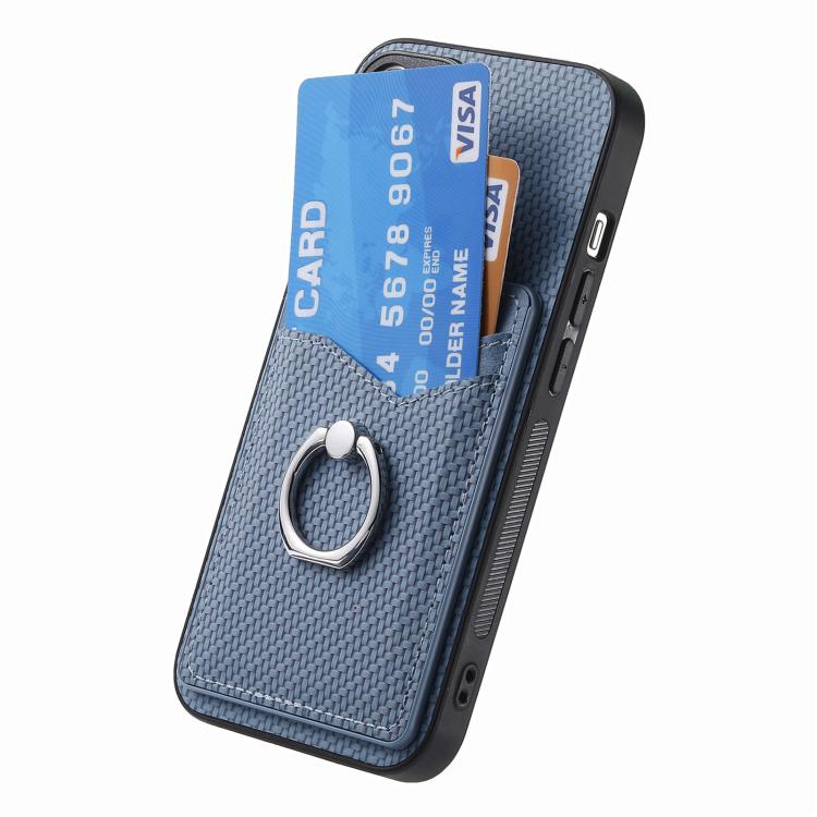 For Xiaomi Poco X7 Pro Carbon Fiber Card Wallet Ring Phone Case