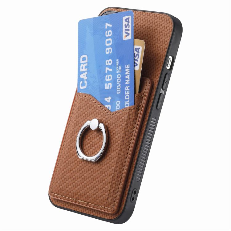 For Xiaomi Poco X7 Pro Carbon Fiber Card Wallet Ring Phone Case