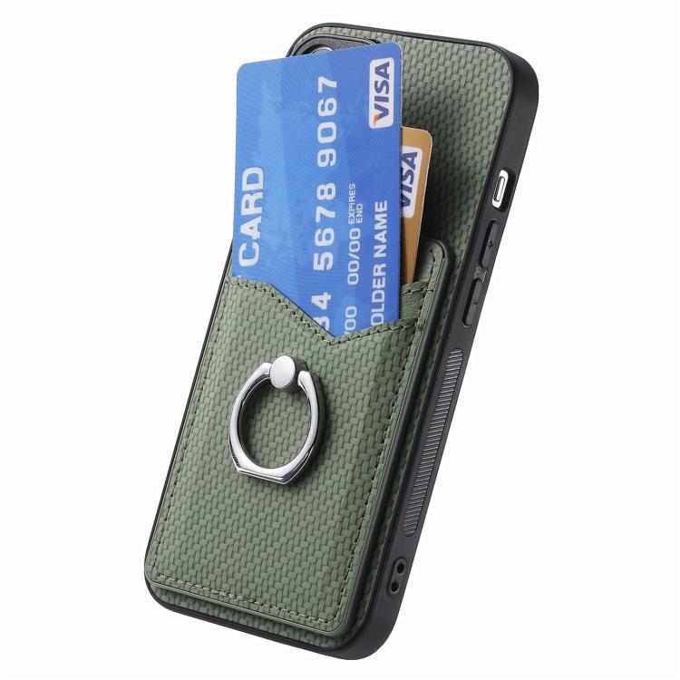 For Xiaomi Poco X7 Pro Carbon Fiber Card Wallet Ring Phone Case