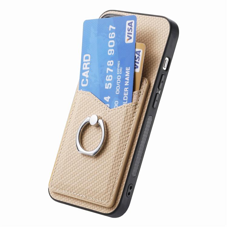 For Xiaomi Poco X7 Pro Carbon Fiber Card Wallet Ring Phone Case