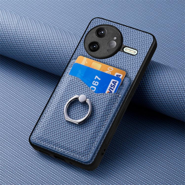 For Redmi K80 Pro / Poco F7 Ultra Carbon Fiber Card Wallet Ring Phone Case