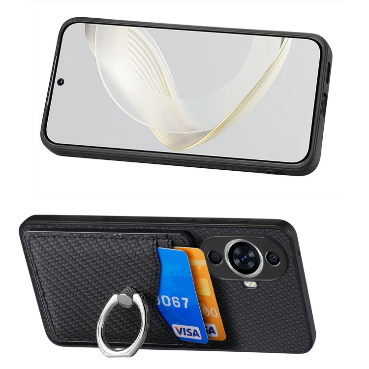 For Huawei nova 11 Carbon Fiber Card Wallet Ring Phone Case