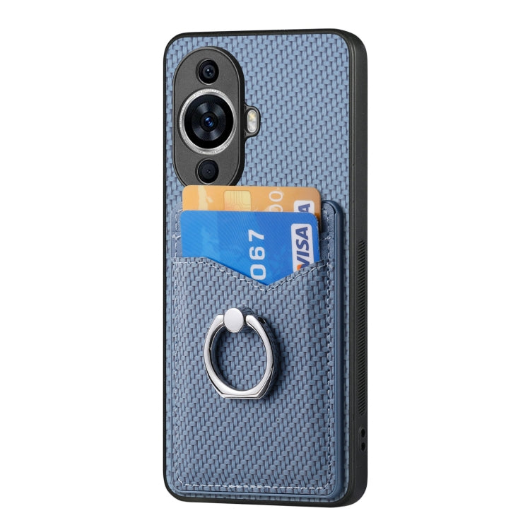 For Huawei nova 11 Carbon Fiber Card Wallet Ring Phone Case