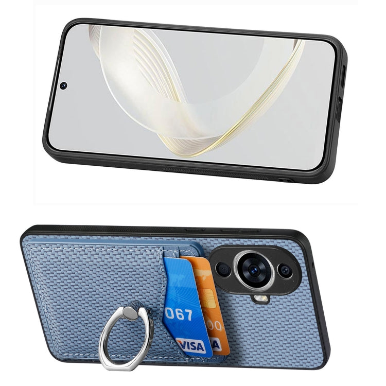 For Huawei nova 11 Carbon Fiber Card Wallet Ring Phone Case