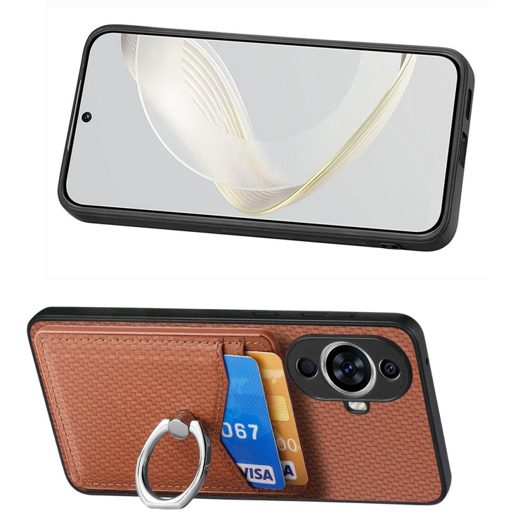 For Huawei nova 11 Carbon Fiber Card Wallet Ring Phone Case