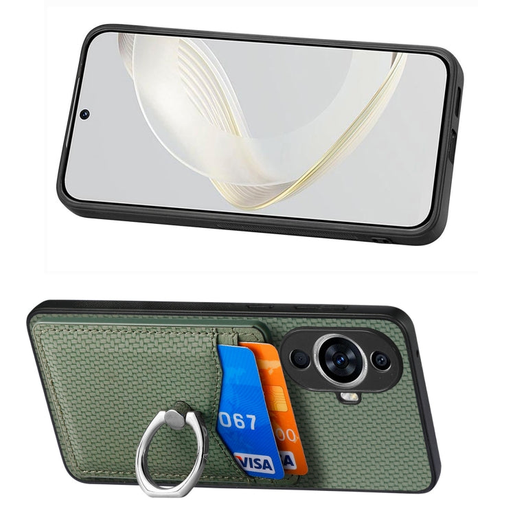 For Huawei nova 11 Carbon Fiber Card Wallet Ring Phone Case