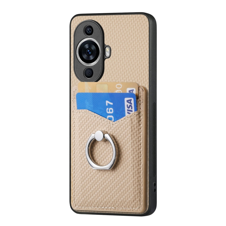 For Huawei nova 11 Carbon Fiber Card Wallet Ring Phone Case