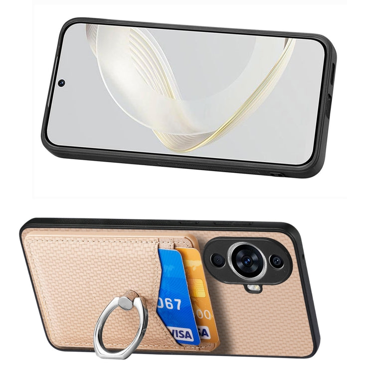 For Huawei nova 11 Carbon Fiber Card Wallet Ring Phone Case