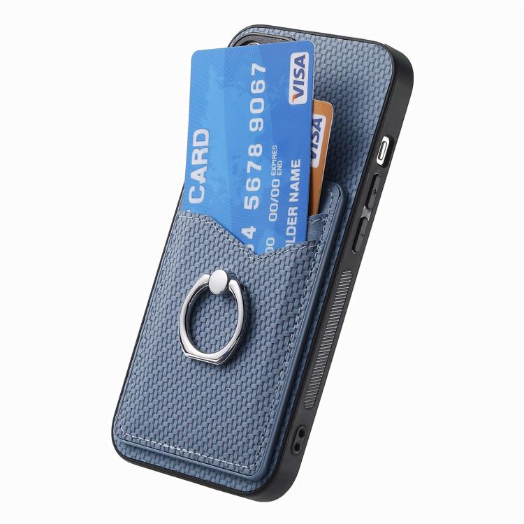 For Huawei Mate 70 Carbon Fiber Card Wallet Ring Phone Case