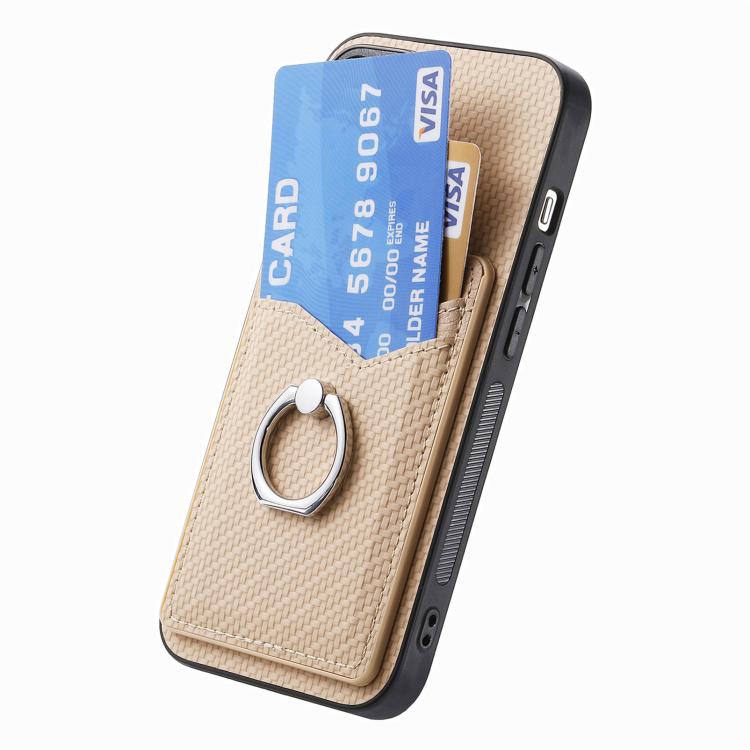 For Huawei Mate 70 Pro Carbon Fiber Card Wallet Ring Phone Case