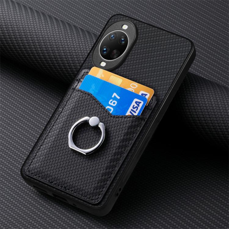 For Huawei nova 14 Carbon Fiber Card Wallet Ring Phone Case