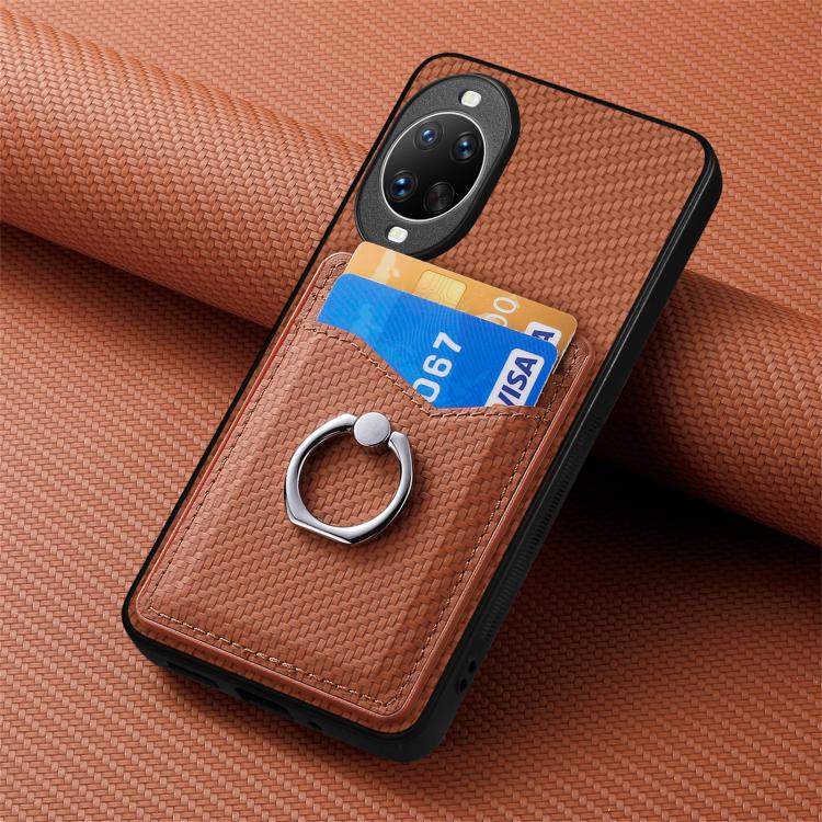 For Huawei nova 14 Pro Carbon Fiber Card Wallet Ring Phone Case