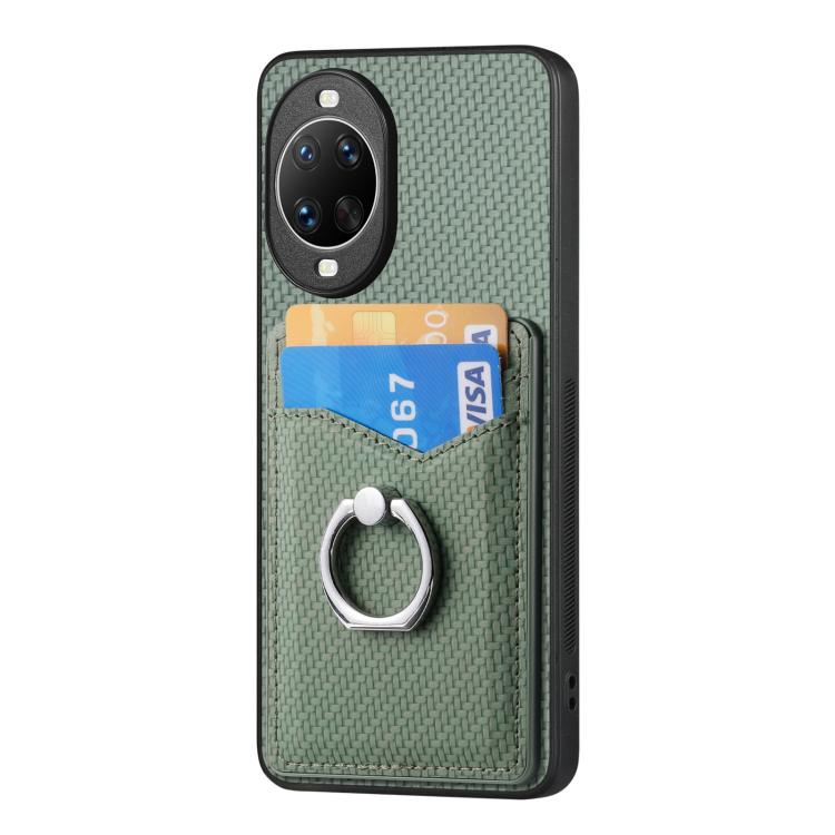 For Huawei nova 14 Pro Carbon Fiber Card Wallet Ring Phone Case