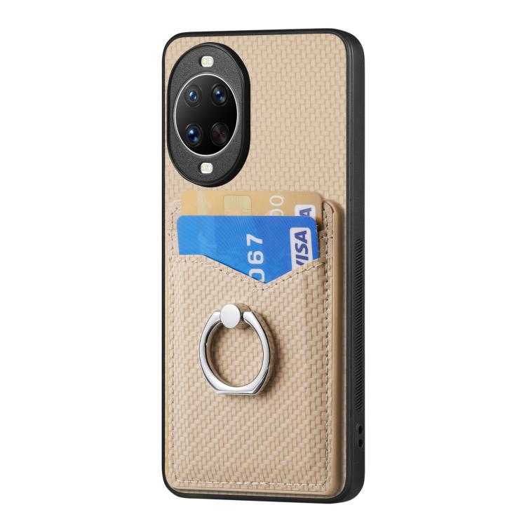 For Huawei nova 14 Pro Carbon Fiber Card Wallet Ring Phone Case